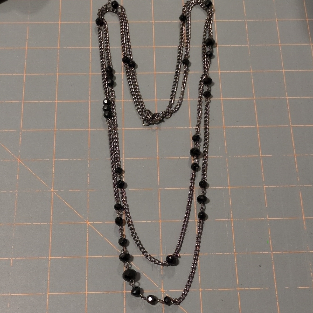 Elegant Black and Silver Beaded Necklace